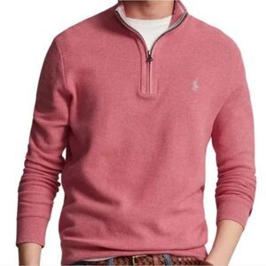 Polo Ralph Lauren Men’s Red Sky Heather 1/4 Zip Pullover Pima Cotton Sweater  L